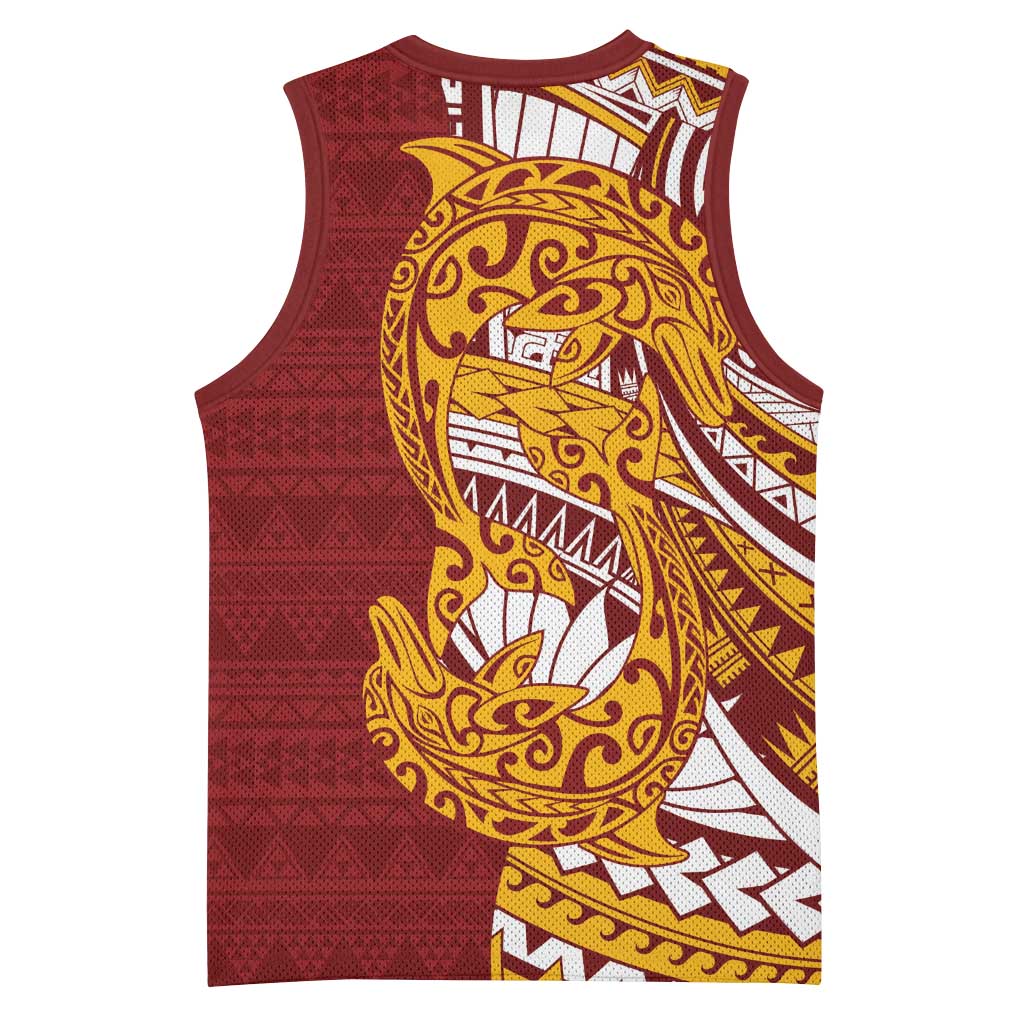 Couple Dolphins Maori Motif Basketball Jersey - Polynesian Pride