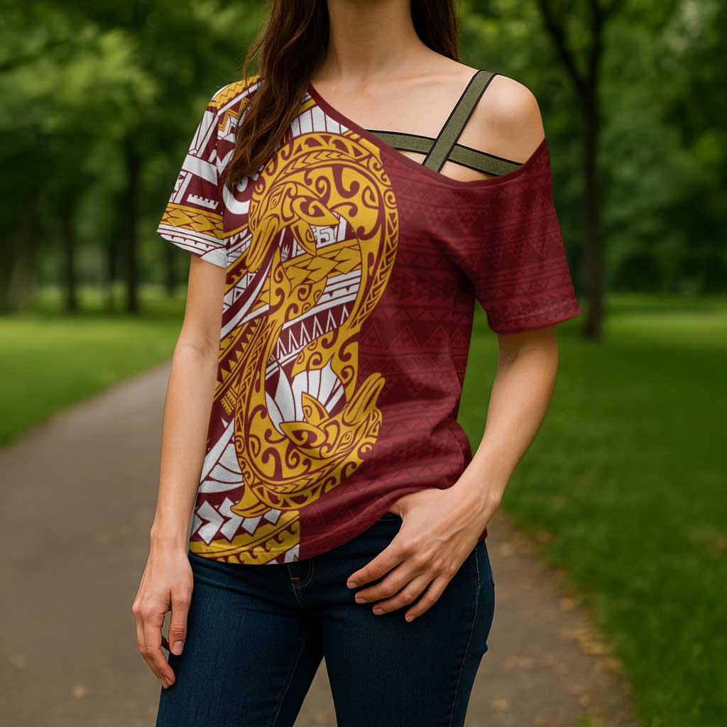 Couple Dolphins Maori Motif Cross Shoulder Shirt - Polynesian Pride