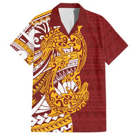 Couple Dolphins Maori Motif Family Matching Long Sleeve Bodycon Dress and Hawaiian Shirt LT9 Dad's Shirt - Short Sleeve Burgundy - Polynesian Pride