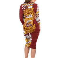 Couple Dolphins Maori Motif Family Matching Long Sleeve Bodycon Dress and Hawaiian Shirt LT9 - Polynesian Pride