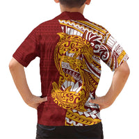 Couple Dolphins Maori Motif Family Matching Short Sleeve Bodycon Dress and Hawaiian Shirt LT9 - Polynesian Pride