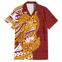 Couple Dolphins Maori Motif Family Matching Short Sleeve Bodycon Dress and Hawaiian Shirt LT9 Dad's Shirt - Short Sleeve Burgundy - Polynesian Pride