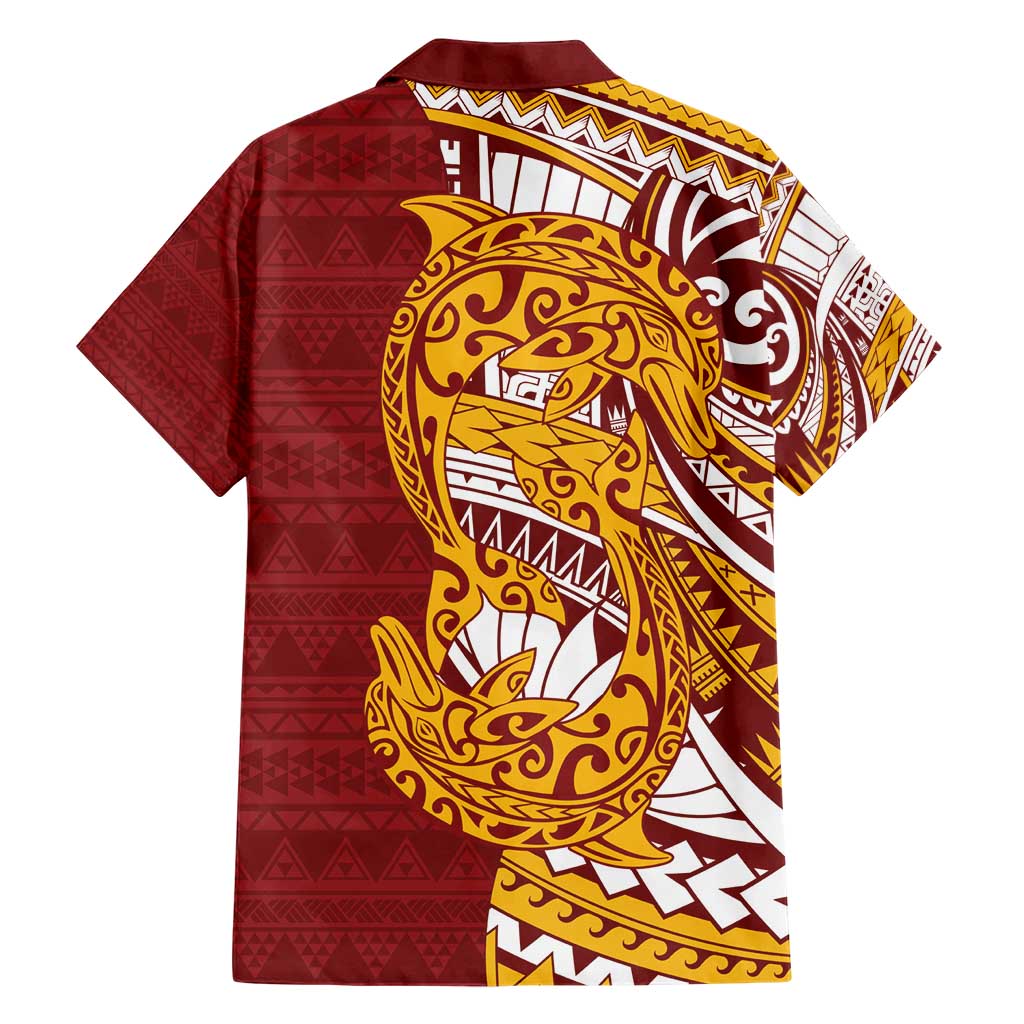 Couple Dolphins Maori Motif Family Matching Short Sleeve Bodycon Dress and Hawaiian Shirt LT9 - Polynesian Pride