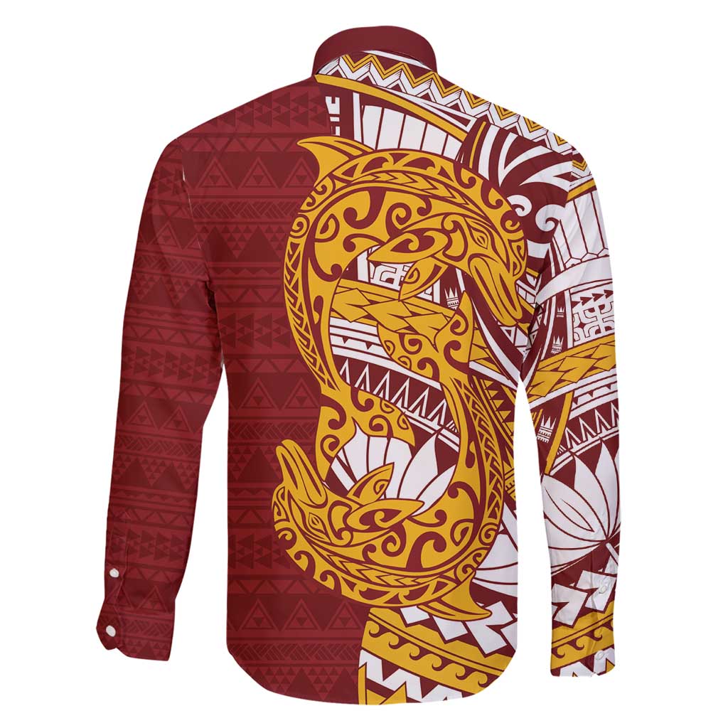 Couple Dolphins Maori Motif Family Matching Short Sleeve Bodycon Dress and Hawaiian Shirt LT9 - Polynesian Pride