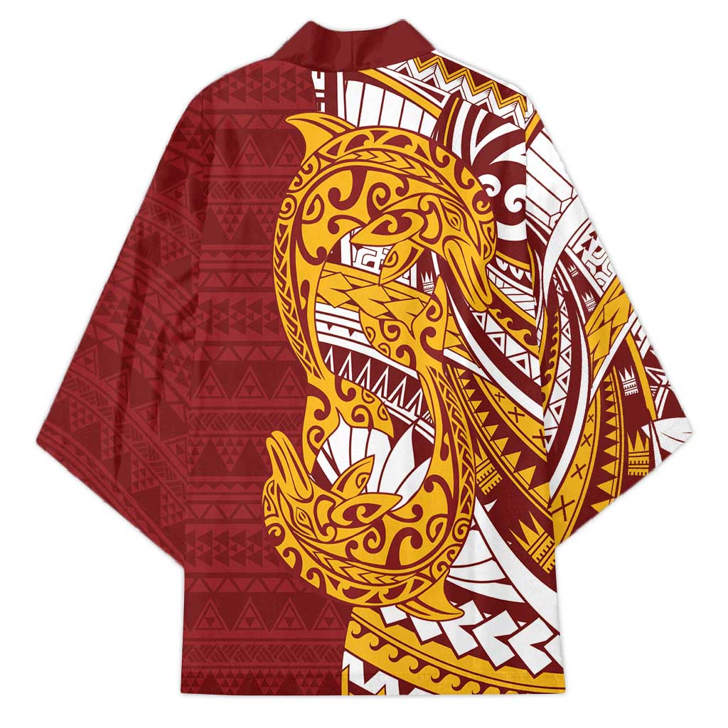 Couple Dolphins Maori Motif Kimono - Polynesian Pride