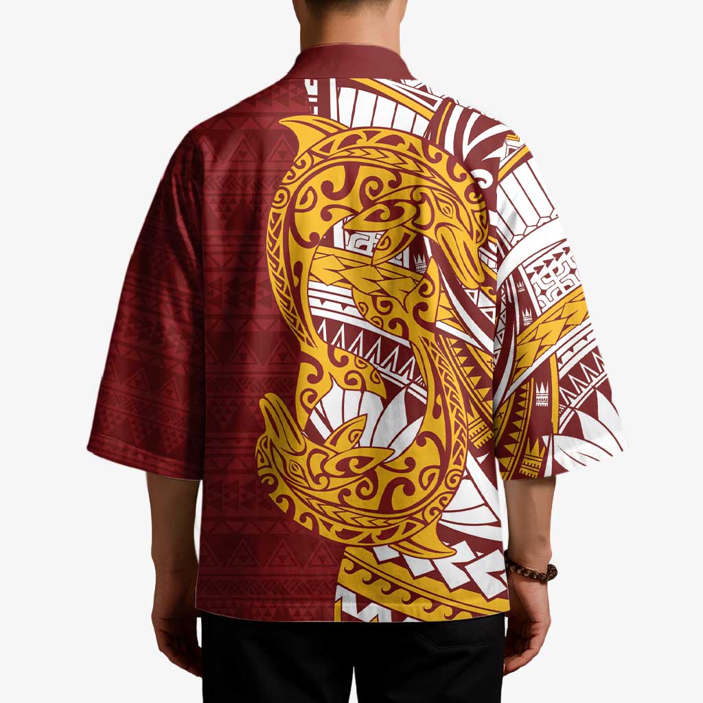 Couple Dolphins Maori Motif Kimono - Polynesian Pride