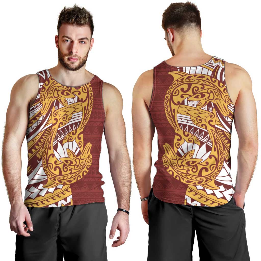 Couple Dolphins Maori Motif Men Tank Top - Polynesian Pride