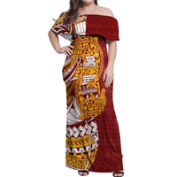 Couple Dolphins Maori Motif Off Shoulder Maxi Dress - Polynesian Pride