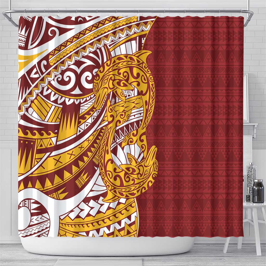 Couple Dolphins Maori Motif Shower Curtain - Polynesian Pride