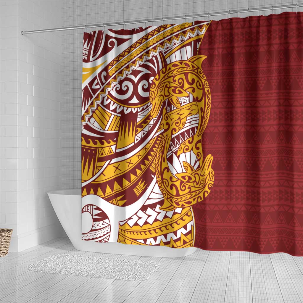 Couple Dolphins Maori Motif Shower Curtain - Polynesian Pride
