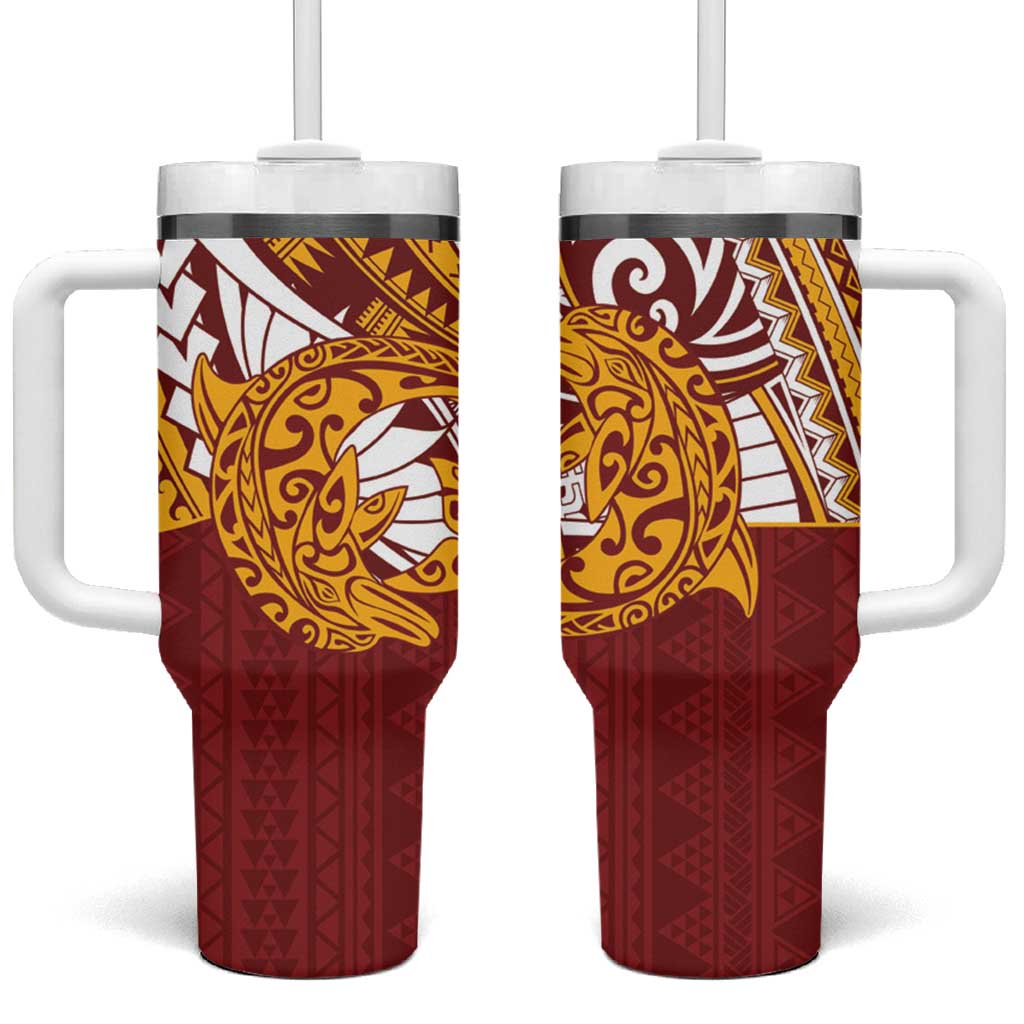 Couple Dolphins Maori Motif Tumbler With Handle - Polynesian Pride