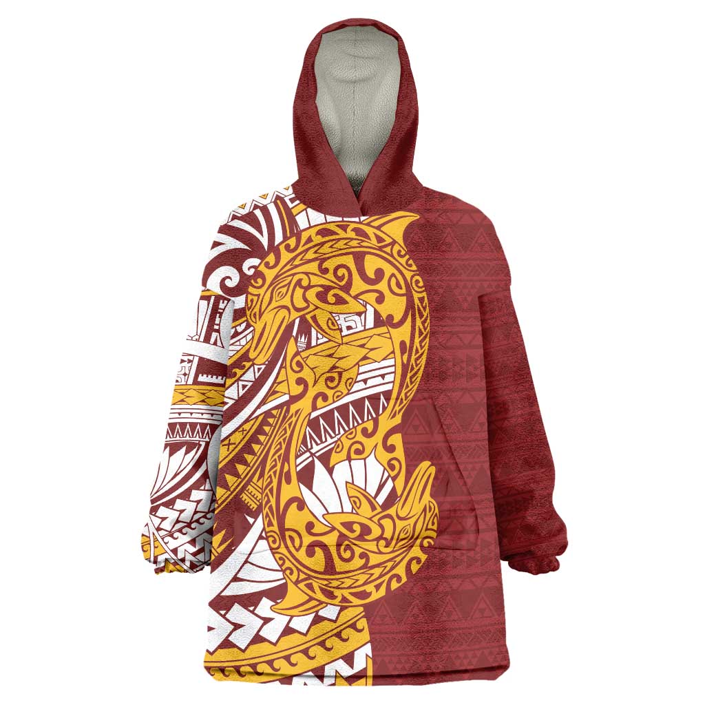 Couple Dolphins Maori Motif Wearable Blanket Hoodie - Polynesian Pride