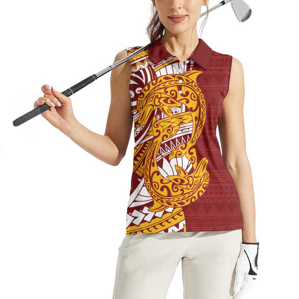 Couple Dolphins Maori Motif Women Sleeveless Polo Shirt - Polynesian Pride