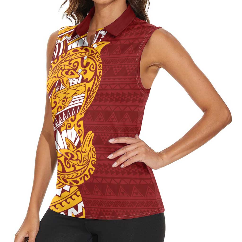 Couple Dolphins Maori Motif Women Sleeveless Polo Shirt - Polynesian Pride