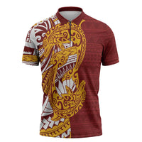 Couple Dolphins Maori Motif Zipper Polo Shirt - Polynesian Pride