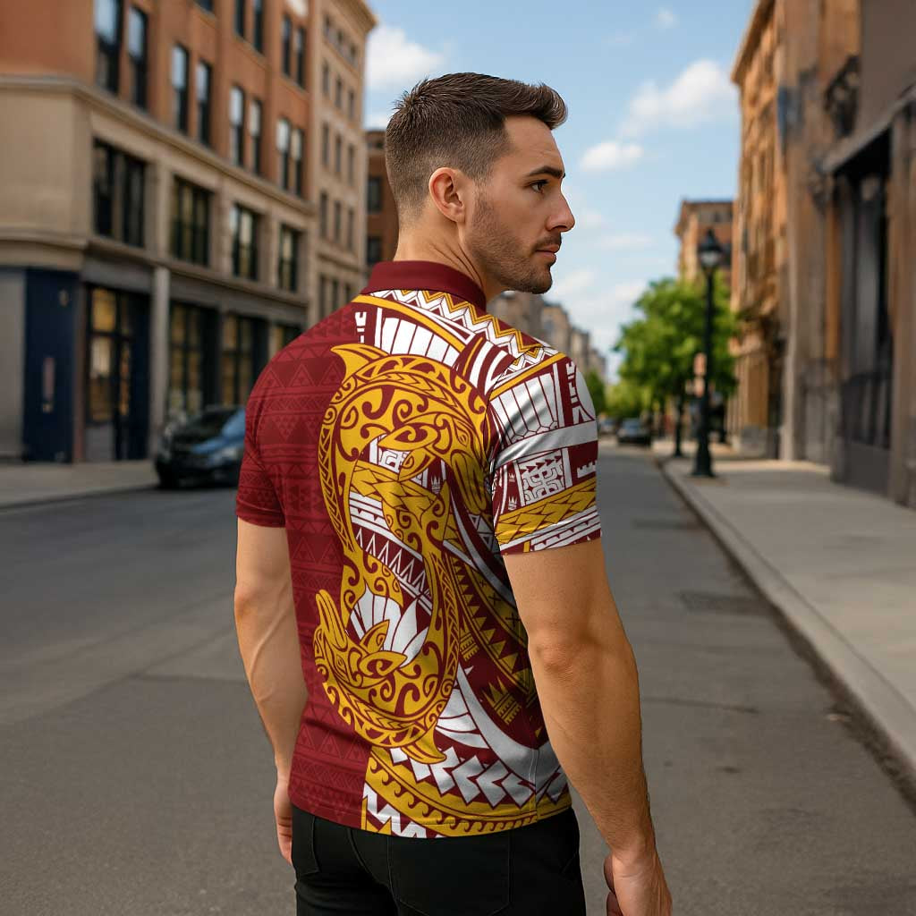 Couple Dolphins Maori Motif Zipper Polo Shirt - Polynesian Pride