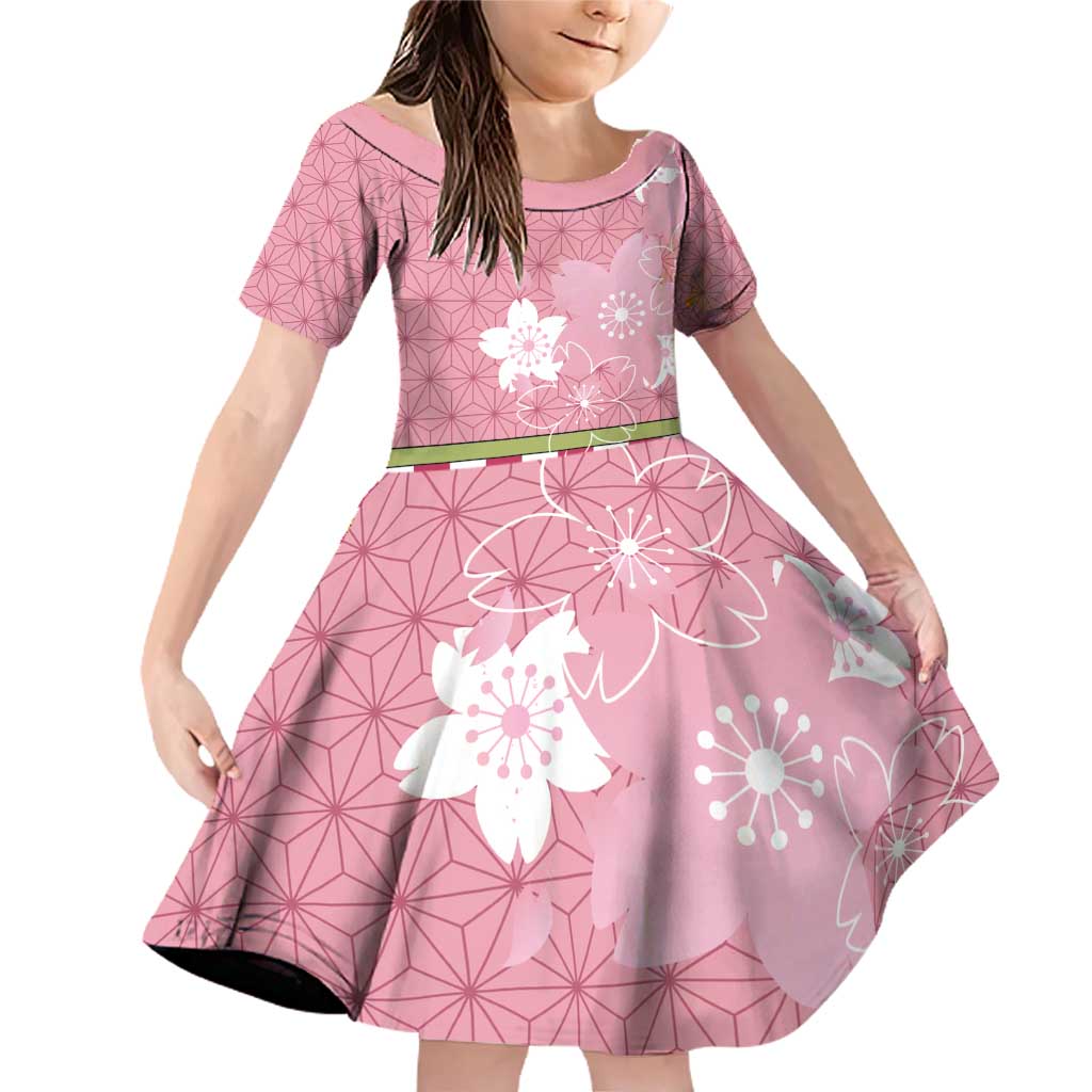 Japanese Asanoha Pattern Family Matching Off Shoulder Short Dress and Hawaiian Shirt Charm Against Evil Spirits - Polynesian Pride