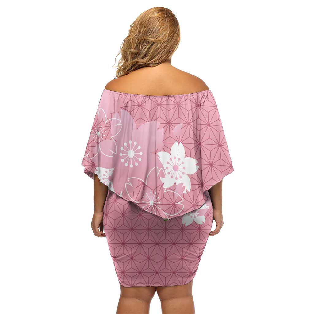 Japanese Asanoha Pattern Family Matching Off Shoulder Short Dress and Hawaiian Shirt Charm Against Evil Spirits - Polynesian Pride