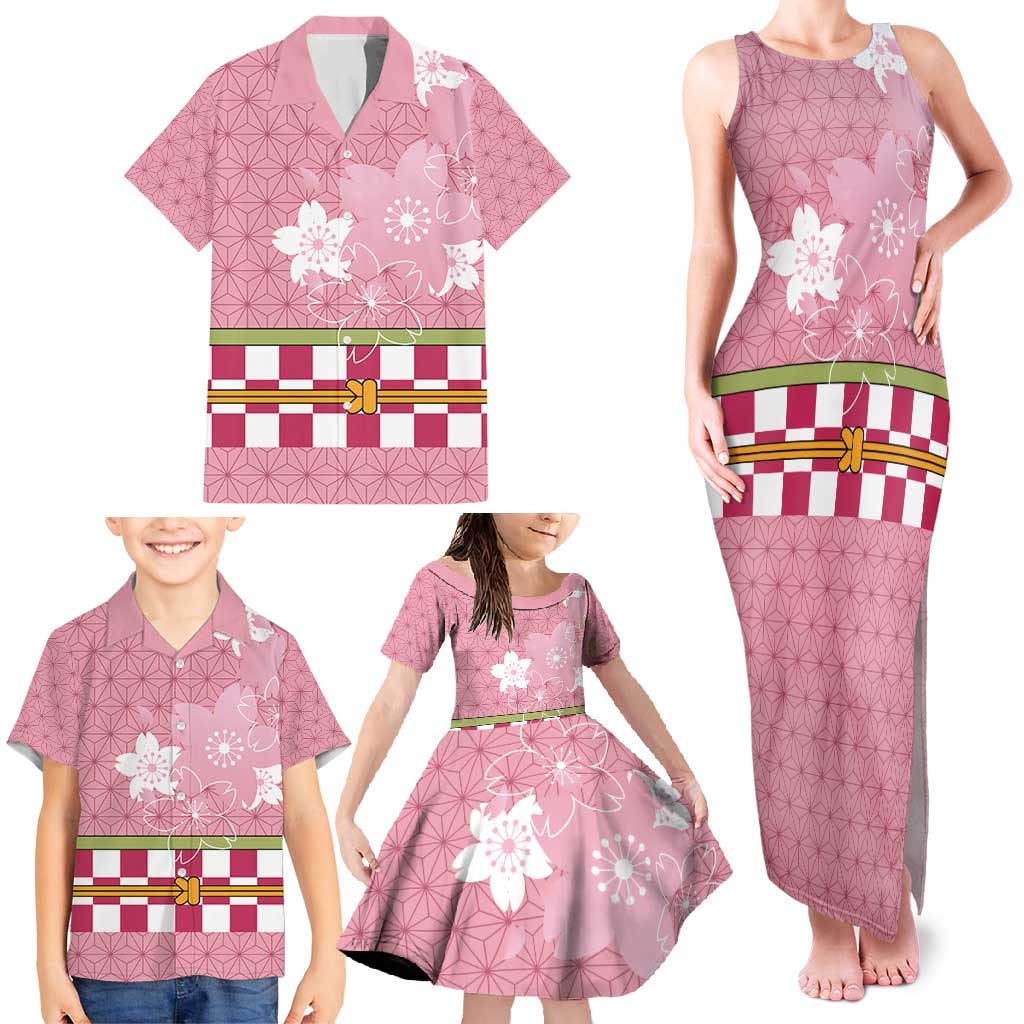Japanese Asanoha Pattern Family Matching Tank Maxi Dress and Hawaiian Shirt Charm Against Evil Spirits - Polynesian Pride