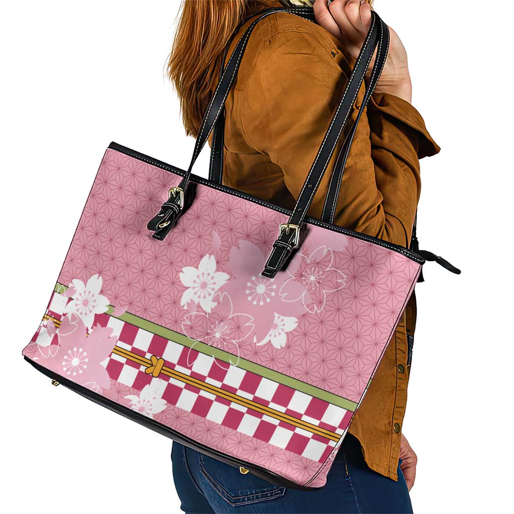 Japanese Asanoha Pattern Leather Tote Bag Charm Against Evil Spirits - Polynesian Pride