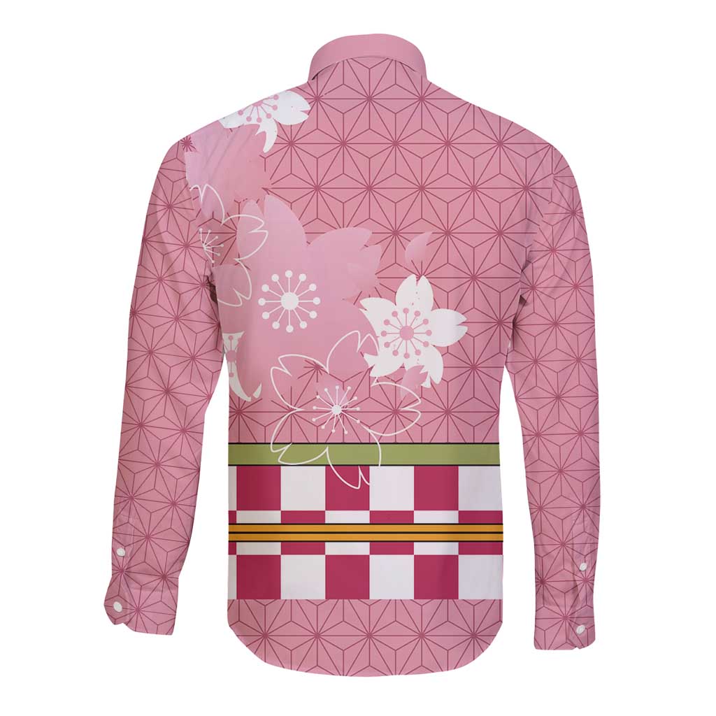 Japanese Asanoha Pattern Long Sleeve Button Shirt Charm Against Evil Spirits - Polynesian Pride