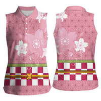 Japanese Asanoha Pattern Women Sleeveless Polo Shirt Charm Against Evil Spirits - Polynesian Pride