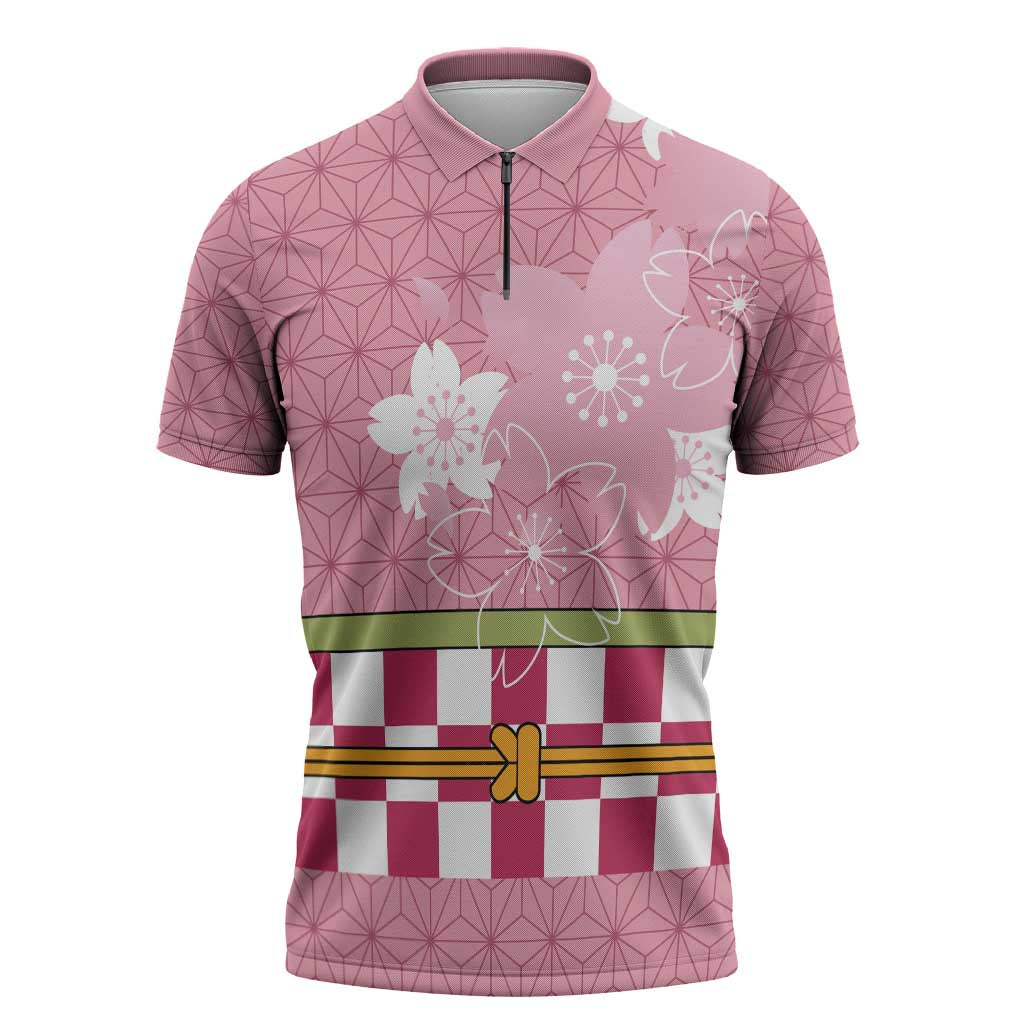 Japanese Asanoha Pattern Zipper Polo Shirt Charm Against Evil Spirits - Polynesian Pride