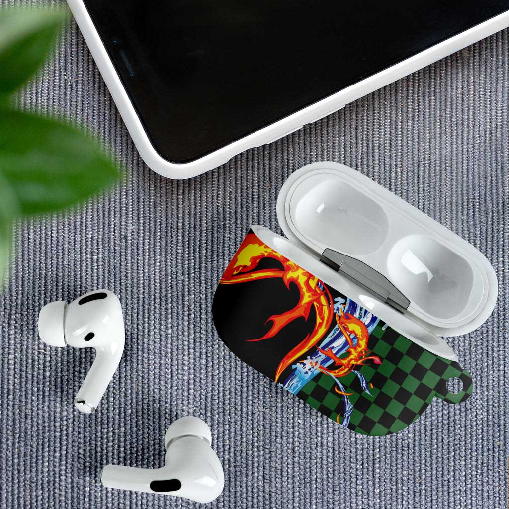 Japanese Asanoha Pattern AirPods Case Sun Flame Slayer Dragon Hinokami Kagura Spirit - Polynesian Pride
