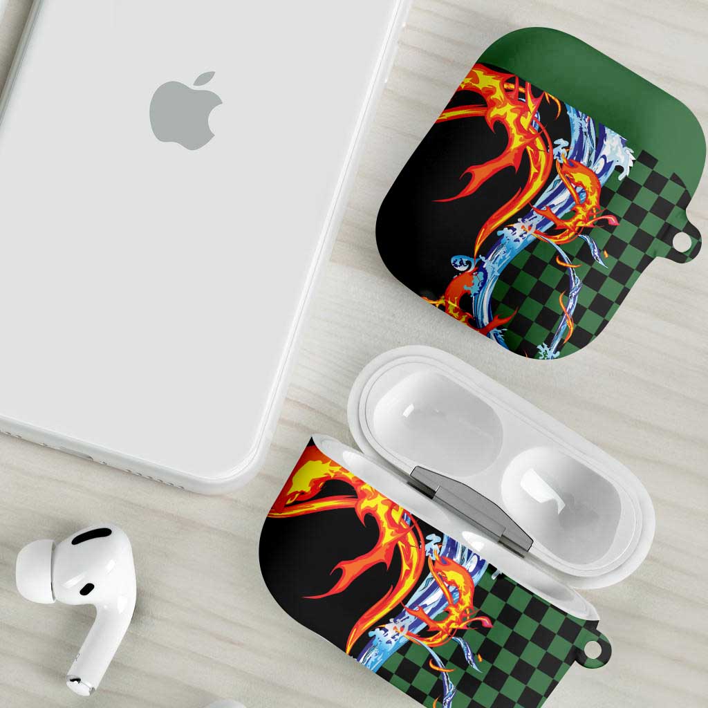 Japanese Asanoha Pattern AirPods Case Sun Flame Slayer Dragon Hinokami Kagura Spirit - Polynesian Pride
