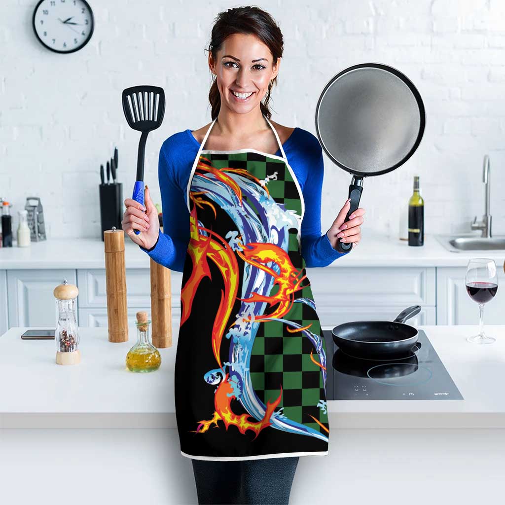 Japanese Asanoha Pattern Apron Sun Flame Slayer Dragon Hinokami Kagura Spirit - Polynesian Pride