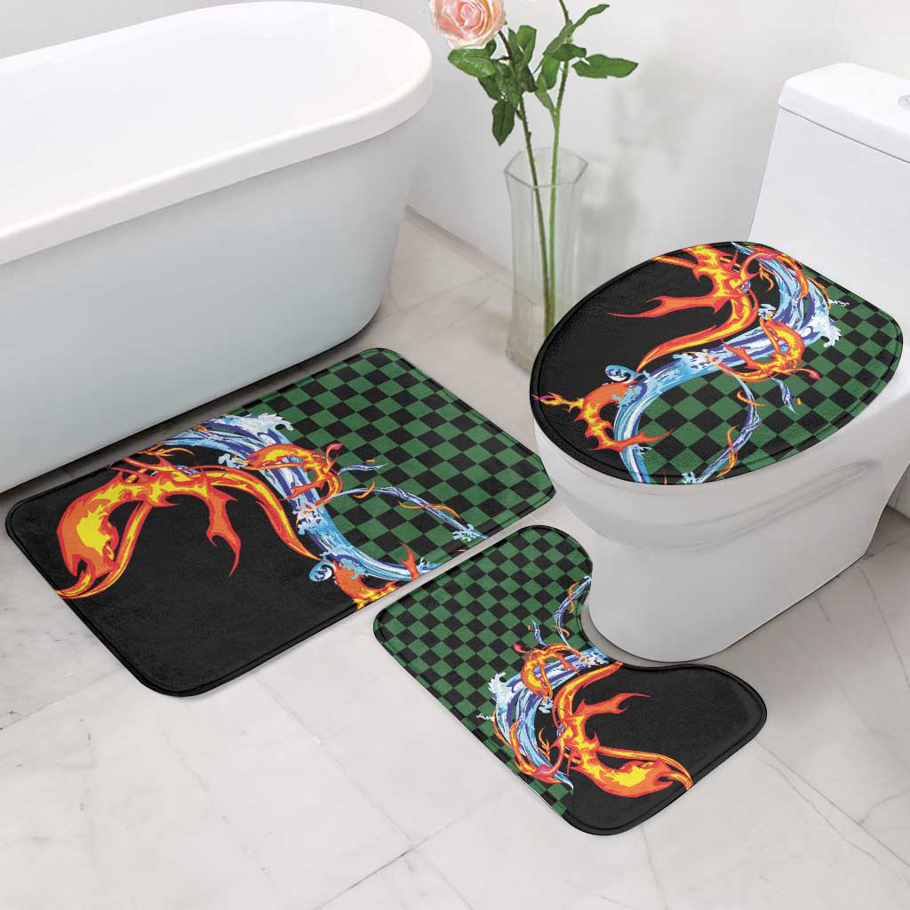 Japanese Asanoha Pattern Bathroom Set Sun Flame Slayer Dragon Hinokami Kagura Spirit - Polynesian Pride