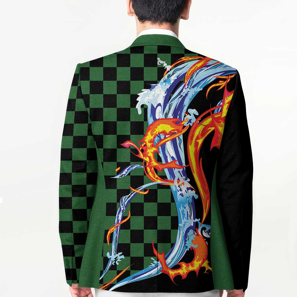 Japanese Asanoha Pattern Blazer Sun Flame Slayer Dragon Hinokami Kagura Spirit - Polynesian Pride