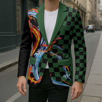 Japanese Asanoha Pattern Blazer Sun Flame Slayer Dragon Hinokami Kagura Spirit - Polynesian Pride