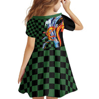Japanese Asanoha Pattern Family Matching Long Sleeve Bodycon Dress and Hawaiian Shirt Sun Flame Slayer Dragon Hinokami Kagura Spirit LT9 - Polynesian Pride