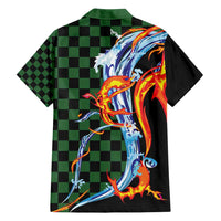 Japanese Asanoha Pattern Family Matching Long Sleeve Bodycon Dress and Hawaiian Shirt Sun Flame Slayer Dragon Hinokami Kagura Spirit LT9 - Polynesian Pride