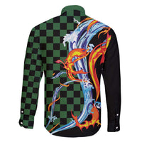 Japanese Asanoha Pattern Family Matching Puletasi and Hawaiian Shirt Sun Flame Slayer Dragon Hinokami Kagura Spirit LT9 - Polynesian Pride