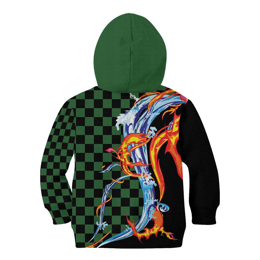 Japanese Asanoha Pattern Kid Hoodie Sun Flame Slayer Dragon Hinokami Kagura Spirit - Polynesian Pride