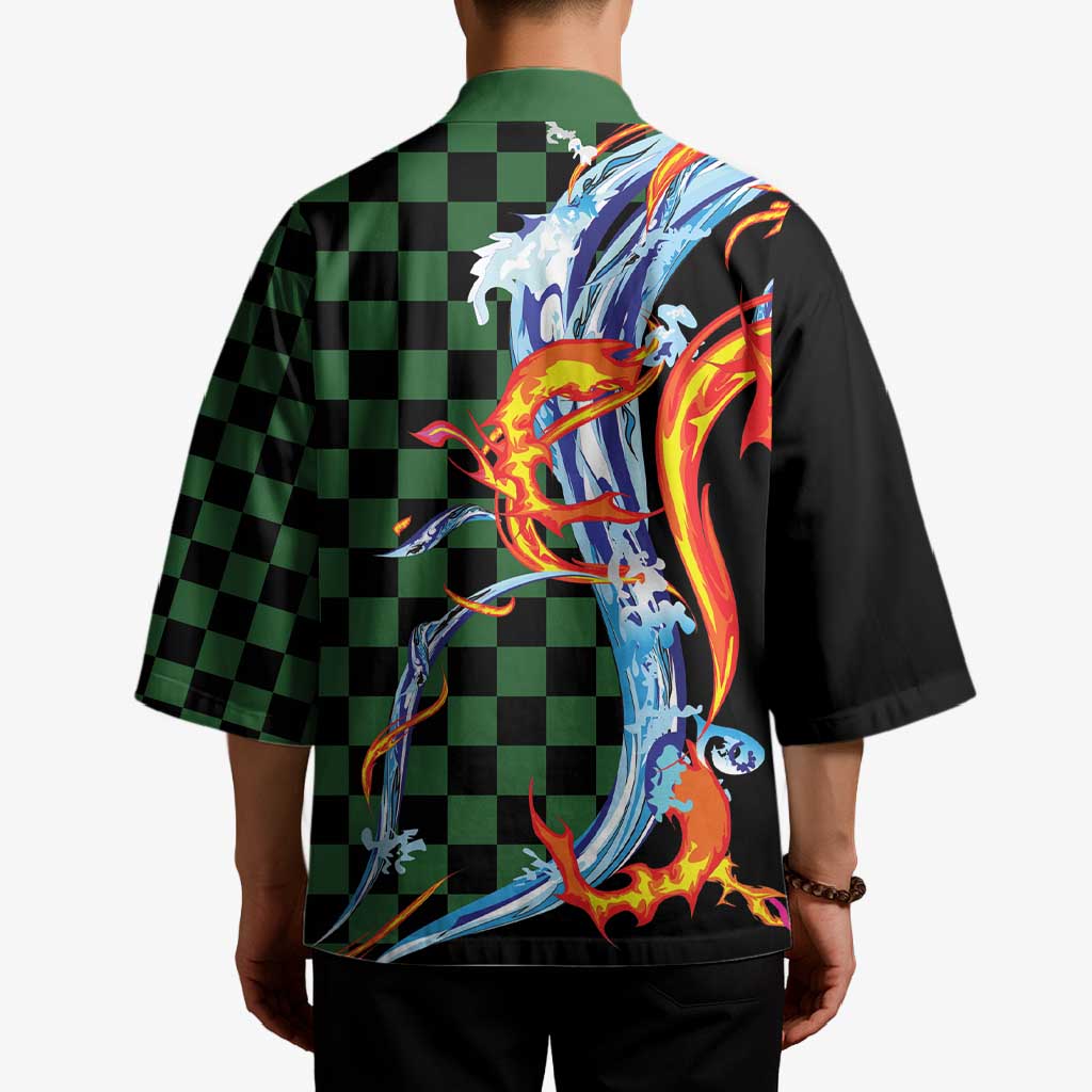 Japanese Asanoha Pattern Kimono Sun Flame Slayer Dragon Hinokami Kagura Spirit - Polynesian Pride