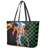 Japanese Asanoha Pattern Leather Tote Bag Sun Flame Slayer Dragon Hinokami Kagura Spirit - Polynesian Pride
