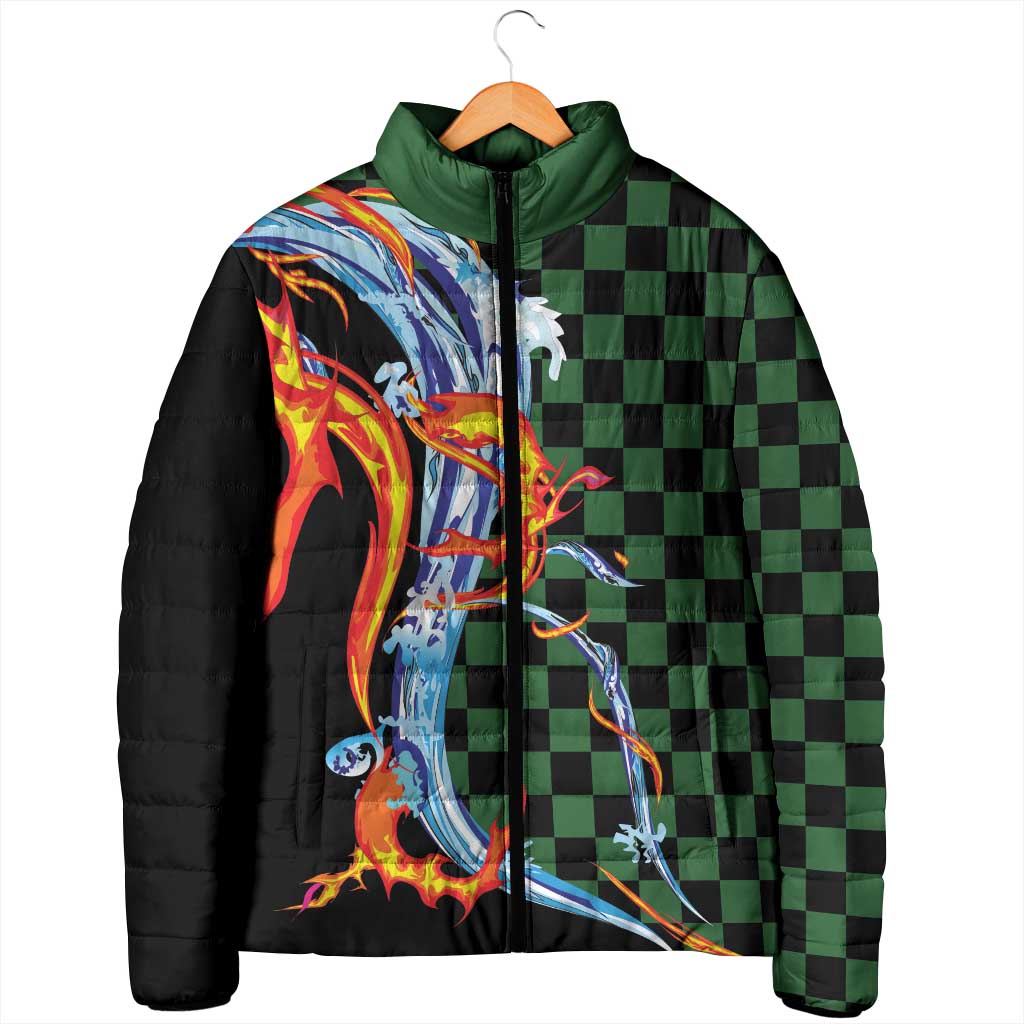 Japanese Asanoha Pattern Padded Jacket Sun Flame Slayer Dragon Hinokami Kagura Spirit - Polynesian Pride