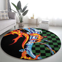 Japanese Asanoha Pattern Round Carpet Sun Flame Slayer Dragon Hinokami Kagura Spirit - Polynesian Pride