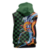 Japanese Asanoha Pattern Sleeveless Zip Hoodie Sun Flame Slayer Dragon Hinokami Kagura Spirit - Polynesian Pride