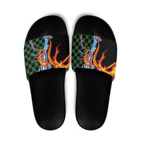 Japanese Asanoha Pattern Slide Sandals Sun Flame Slayer Dragon Hinokami Kagura Spirit - Polynesian Pride