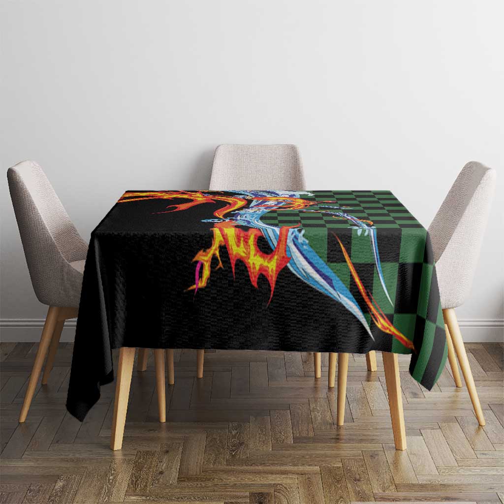 Japanese Asanoha Pattern Tablecloth Sun Flame Slayer Dragon Hinokami Kagura Spirit - Polynesian Pride