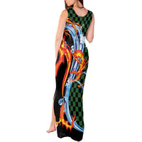 Japanese Asanoha Pattern Tank Maxi Dress Sun Flame Slayer Dragon Hinokami Kagura Spirit - Polynesian Pride