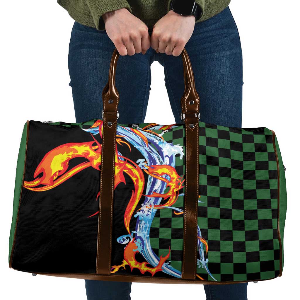Japanese Asanoha Pattern Travel Bag Sun Flame Slayer Dragon Hinokami Kagura Spirit - Polynesian Pride