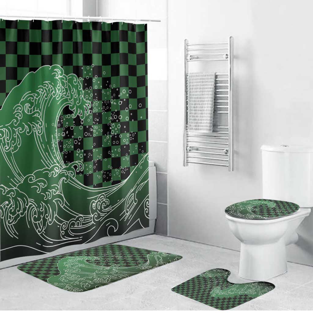 Japanese Asanoha Pattern Bathroom Set Water Breathing Slayer Dragon - Polynesian Pride