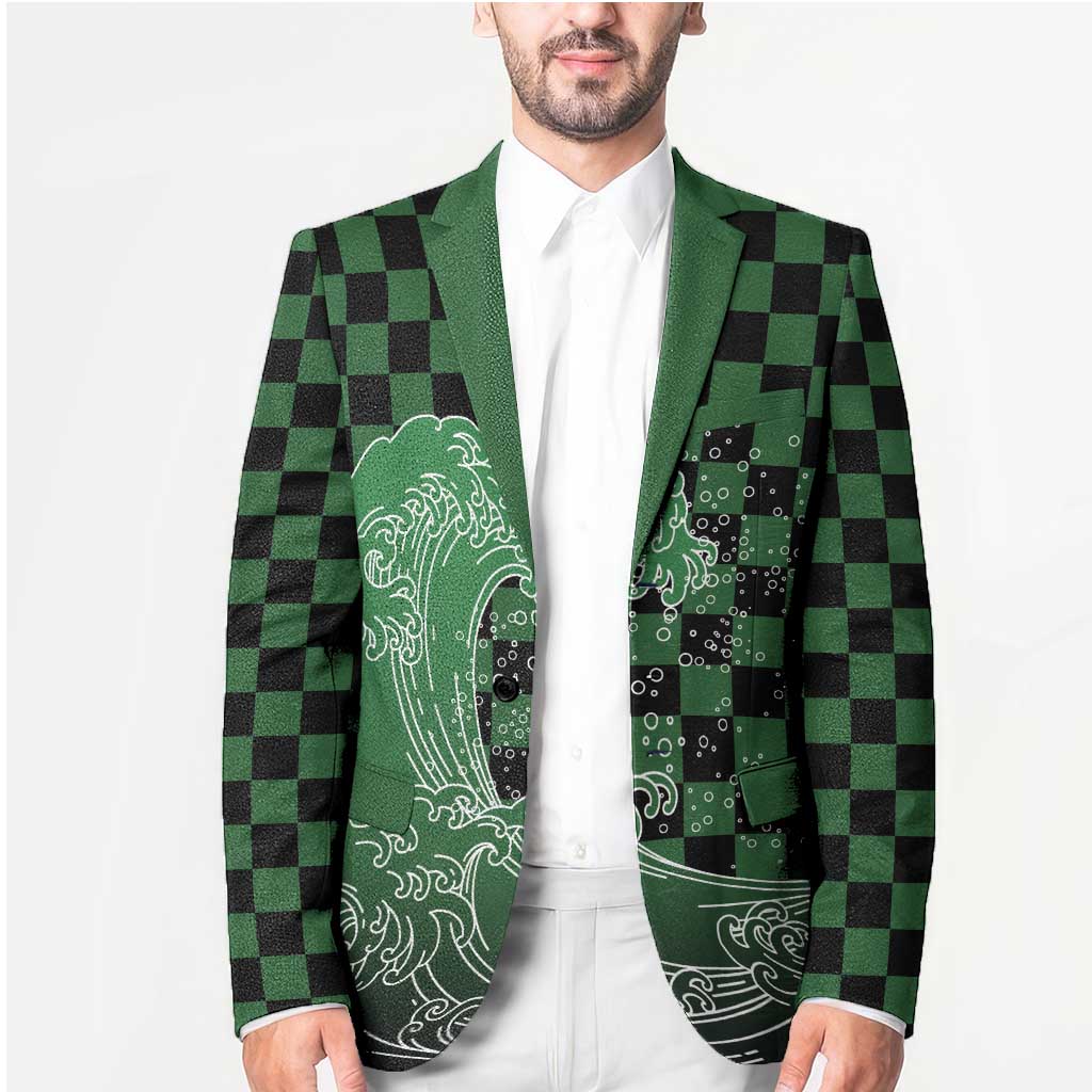 Japanese Asanoha Pattern Blazer Water Breathing Slayer Dragon - Polynesian Pride