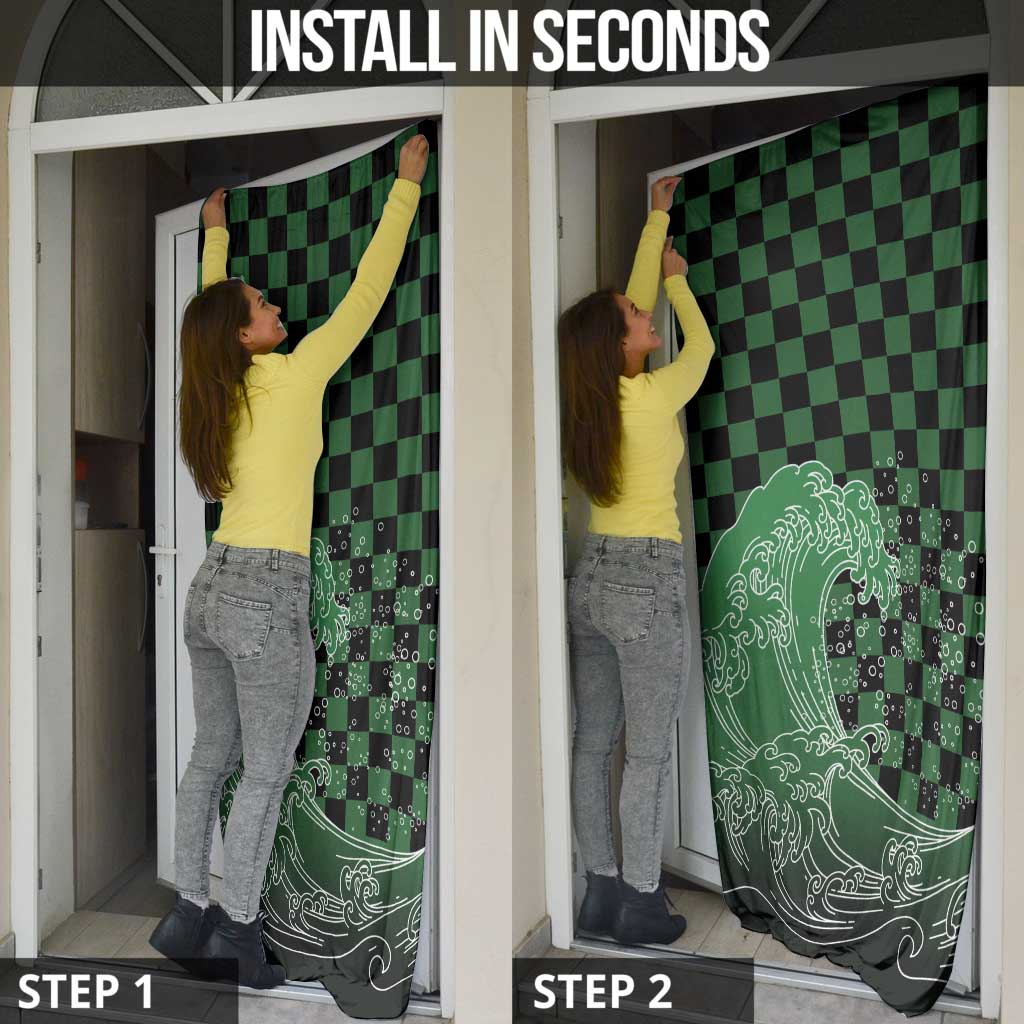 Japanese Asanoha Pattern Door Cover Water Breathing Slayer Dragon - Polynesian Pride