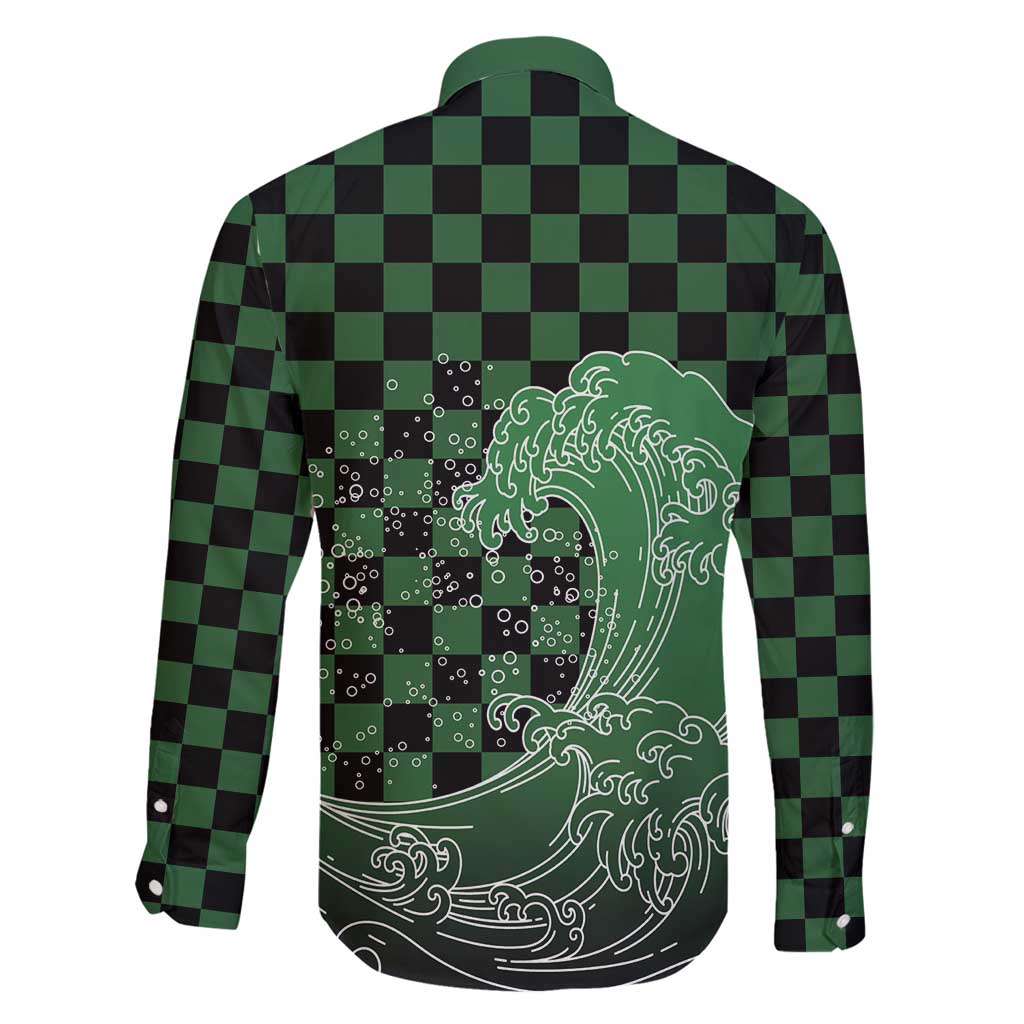 Japanese Asanoha Pattern Family Matching Long Sleeve Bodycon Dress and Hawaiian Shirt Water Breathing Slayer Dragon LT9 - Polynesian Pride